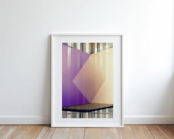 Purple Amber Light Shadow Abstract Geometric Architecture Print