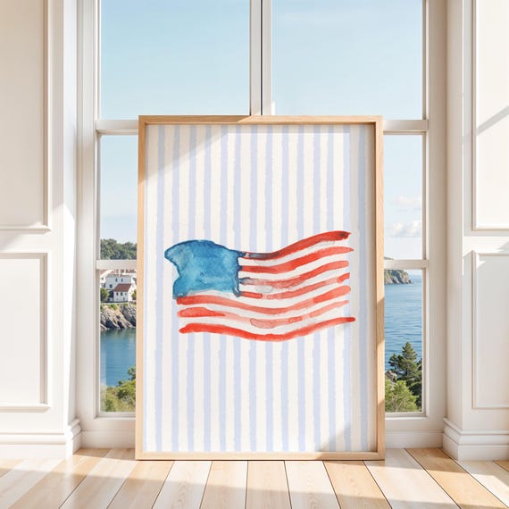 USA Flag Stripe Modern Americana Poster Print