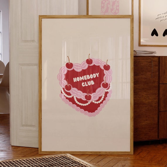 The Homebody Club Cake Red Print Trendy Wall Art Prints Neutral Wall Decor Trendy Art Living Room Decor