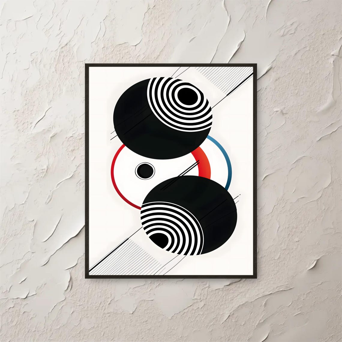 Futuristic Circle Abstract Black Red Blue Geometric Modern Poster