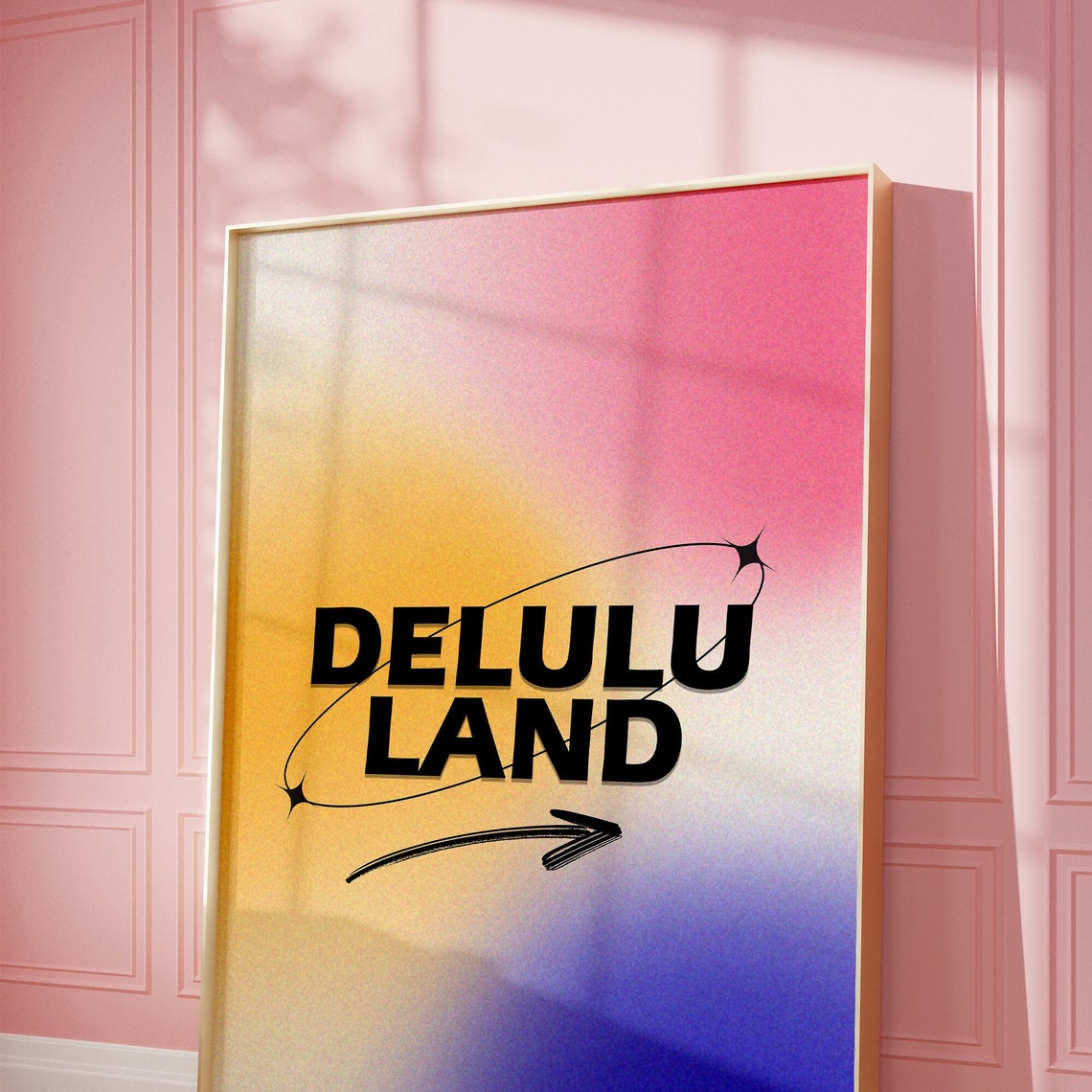 Delulu Land Poster Trendy Delulu Wall Art Delulu Land Sign Printable Aesthetic Decor Aesthetic Apartment Preppy Print