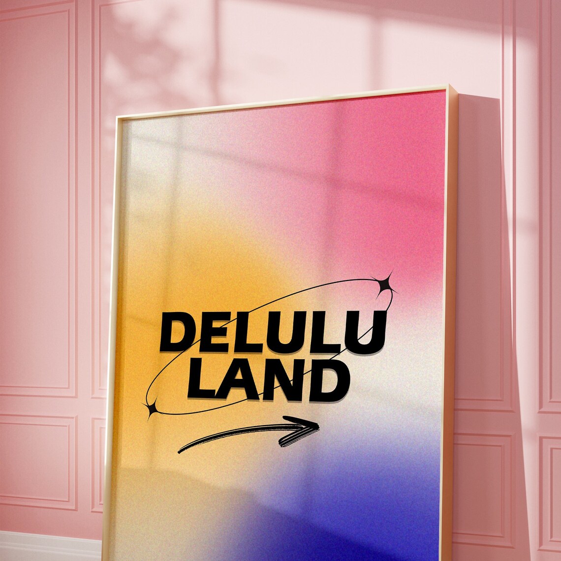 Delulu Land Y2K Gradient Sparkle Bold Trendy Pop Culture Poster