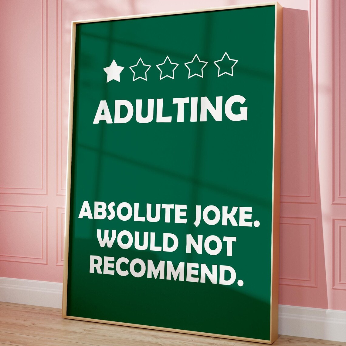 Adulting One Star Review Bedroom Humor Poster Print - Image 3