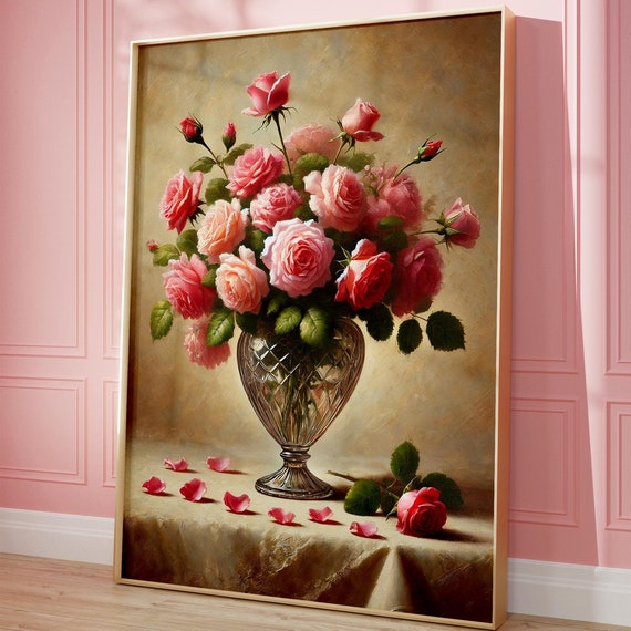 Vintage Floral Wall Poster, Maximalist Botanical Art