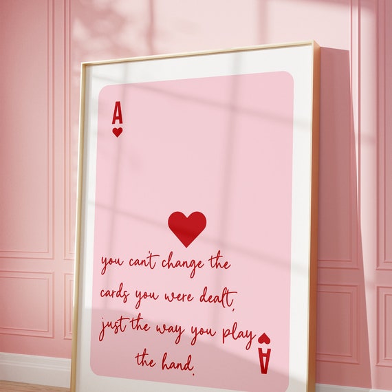 Playing Card Retro Print Pink Trendy Wall Art Card Poster Apartment Aesthetic Printable Wall Art Affirmation Poster Preppy Poster