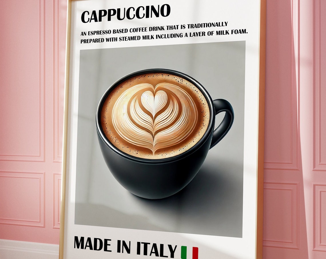 Cappuccino Made in Italy Espresso Drink Definition Kitchen Wall Print - Image 3