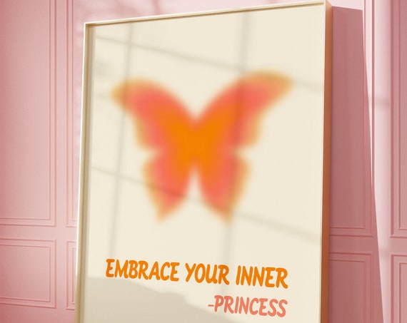 Butterfly Print Retro Print Manifest Poster Preppy Butterfly Print Affirmation Wall Art Gift Affirmation Wall Art Happy Quote Print