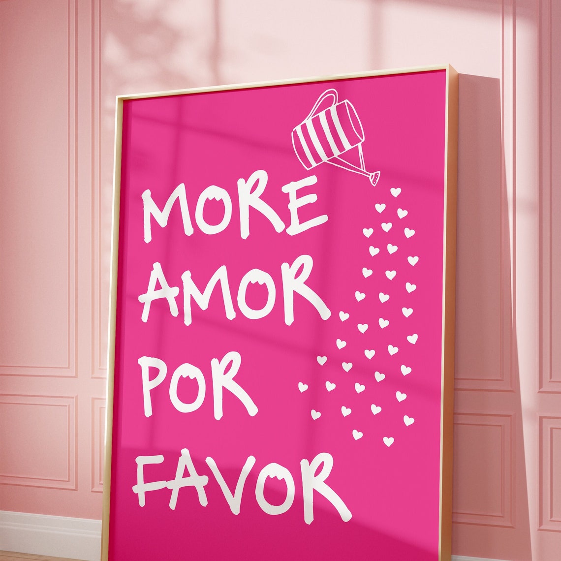 More Amor Por Favor Wall Art Trendy Poster Bar Cart Art Print Aesthetic Kitchen Decor Love Quote Pink Wall Art Trendy Retro Love Heart