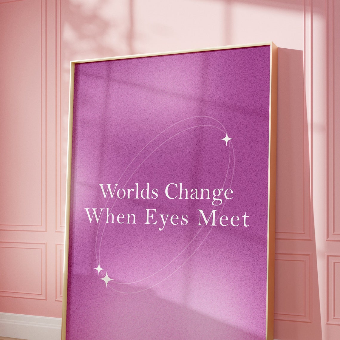 Worlds Change When Eyes Meet Purple Gradient Starry Quote Poster
