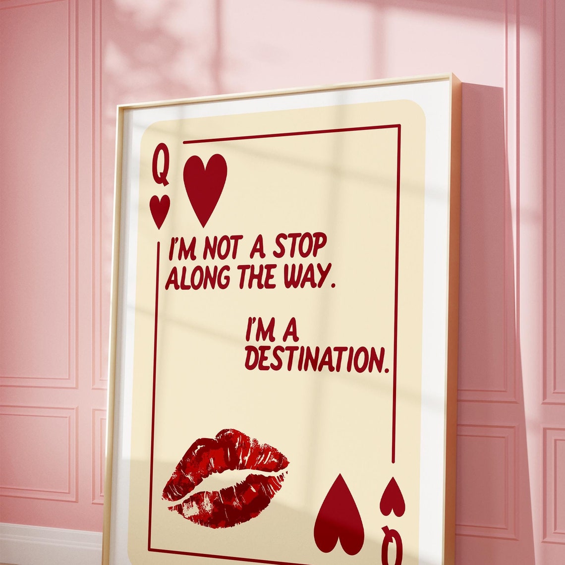 Trendy Queen Of Hearts Art Print Self Love Poster Pink Trendy Wall Art Playing Card Poster Apartment Aesthetic Preppy Wall Art Love Art - Image 5