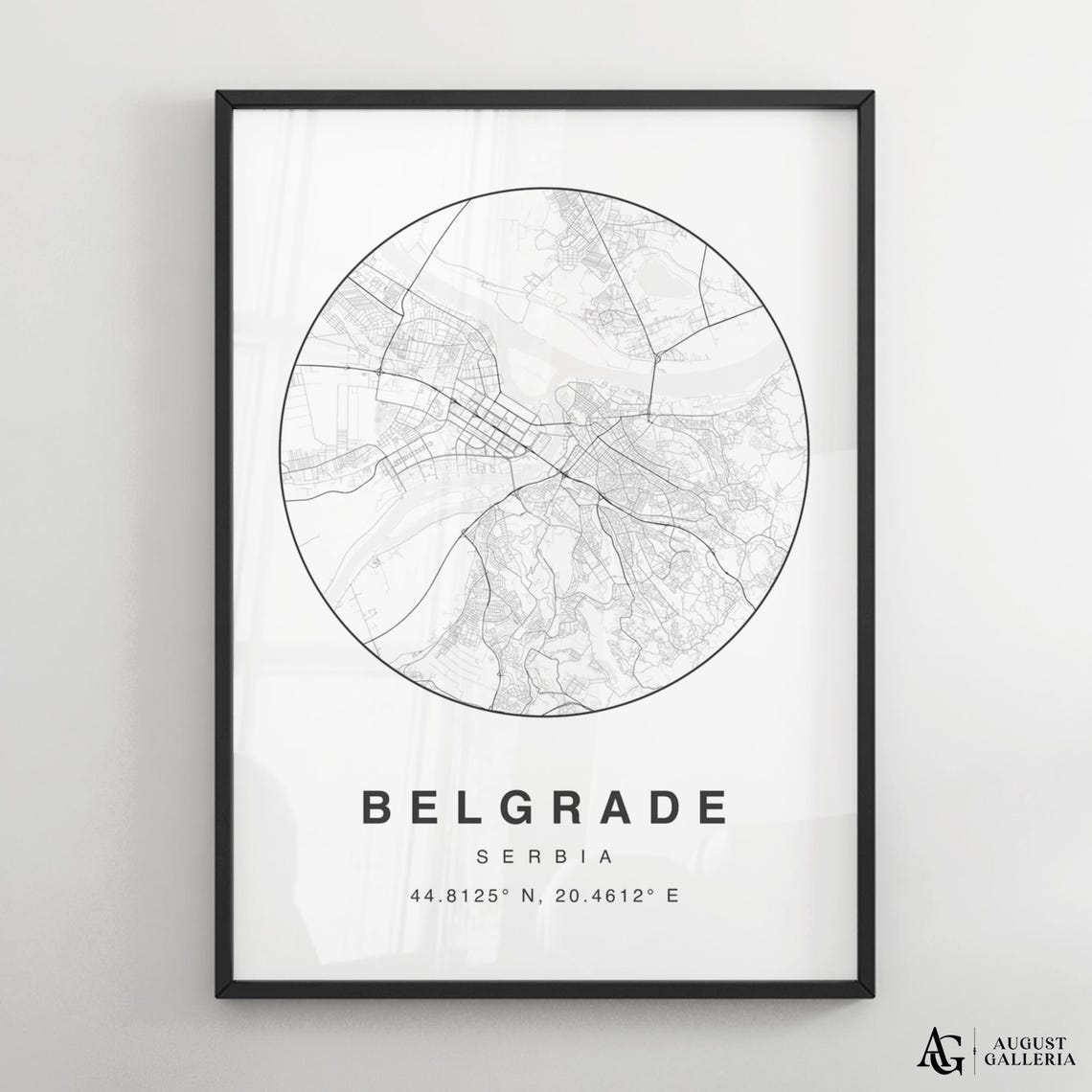 Belgrade Serbia Circular Street Map Minimalist City Map Poster