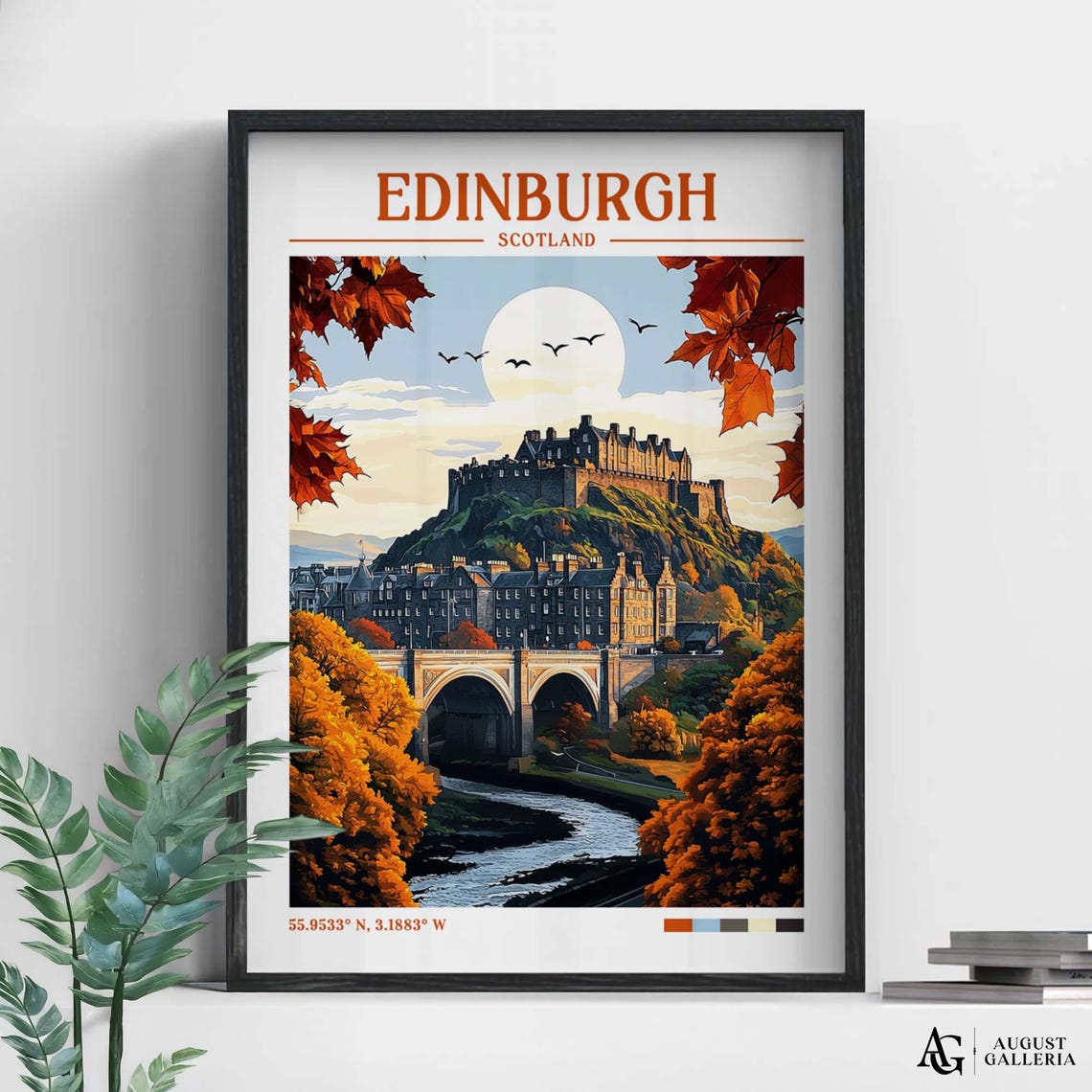 Edinburgh Scotland Retro Travel Print Wanderlust Posters Illustration Wall Art Framed Prints Canvas Poster