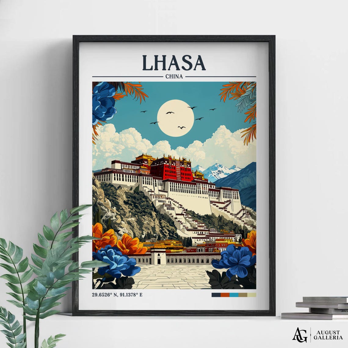 Lhasa China Retro Travel Print Wanderlust Posters Wall Art Framed Prints Canvas Poster