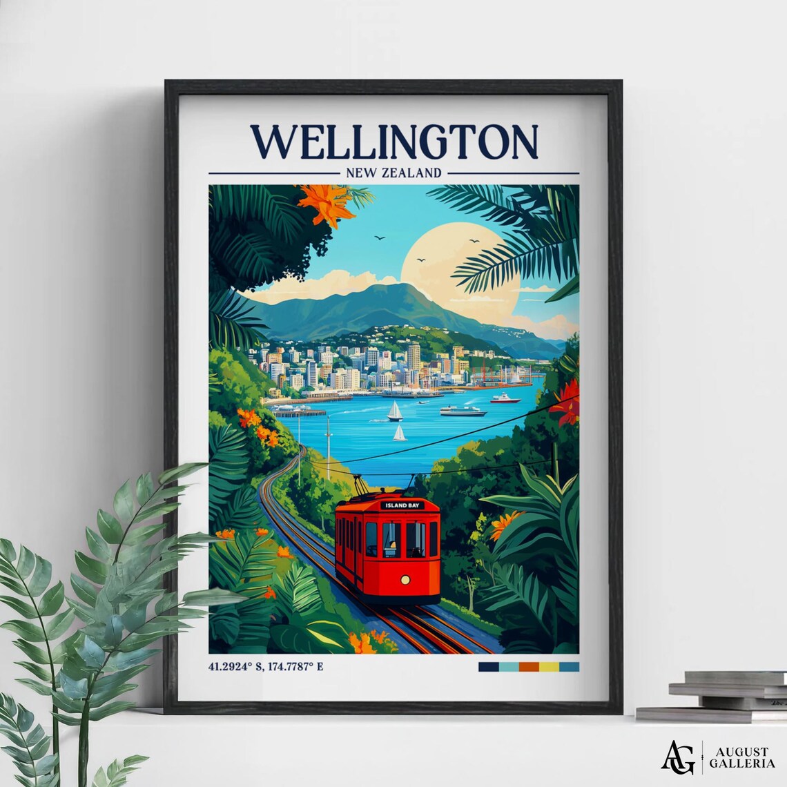 Wellington Retro Travel Poster, Wanderlust Illustration