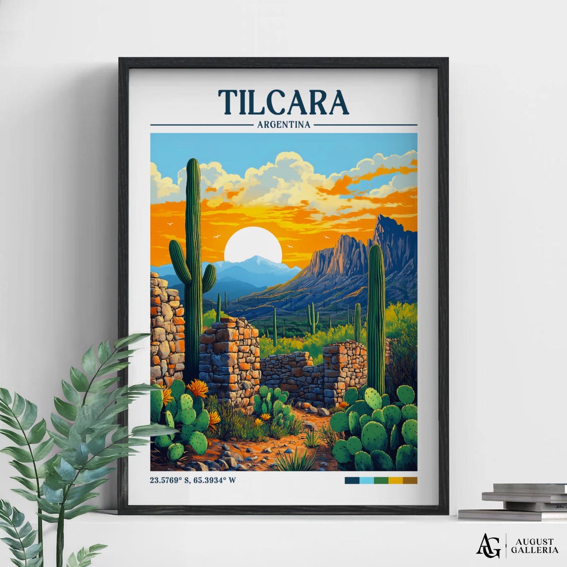 Tilcara Argentina Retro Travel Print Wall Art Framed Canvas Poster Illustration Wanderlust