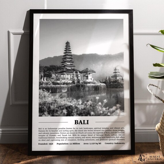 Bali Ulun Danu Temple Black White City Print Indonesia Travel Profile