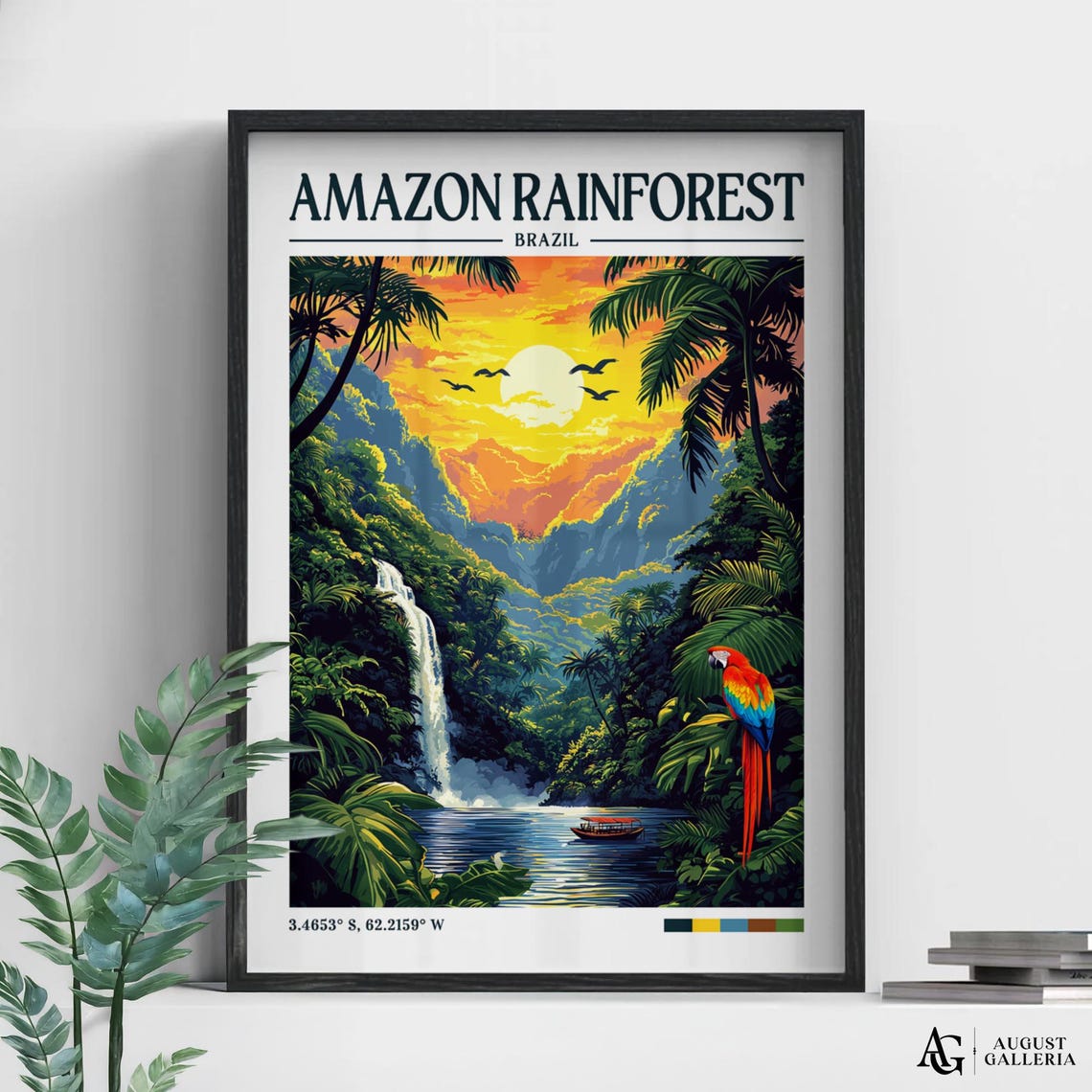 Amazon Rainforest Retro Travel Print Wanderlust Posters Wall Art Framed Prints Canvas Amazonia Poster