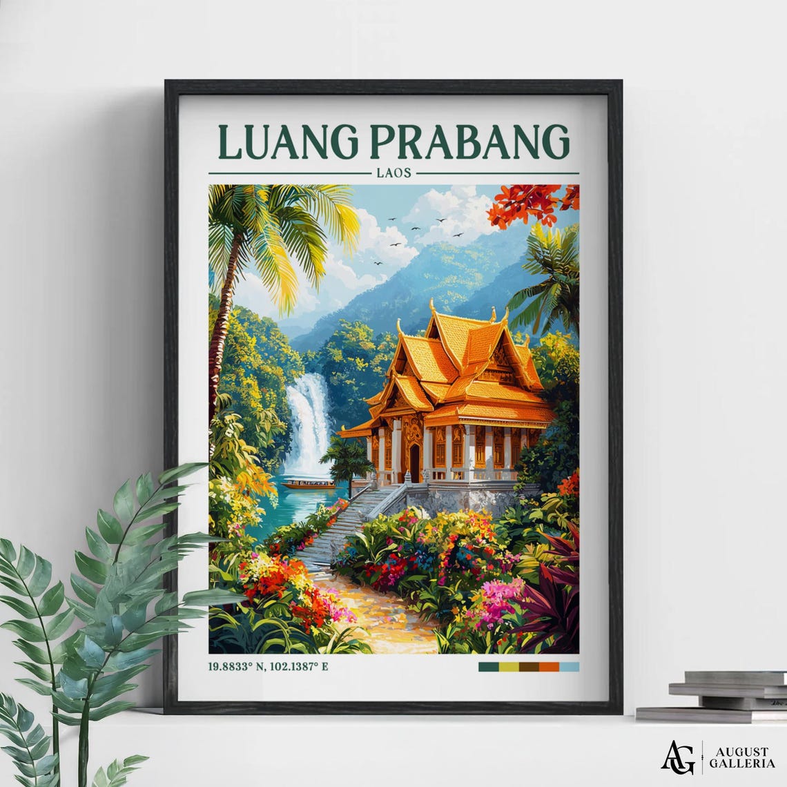 Luang Prabang Retro Travel Print Wanderlust Posters Wall Art Framed Prints Canvas Poster Illustration
