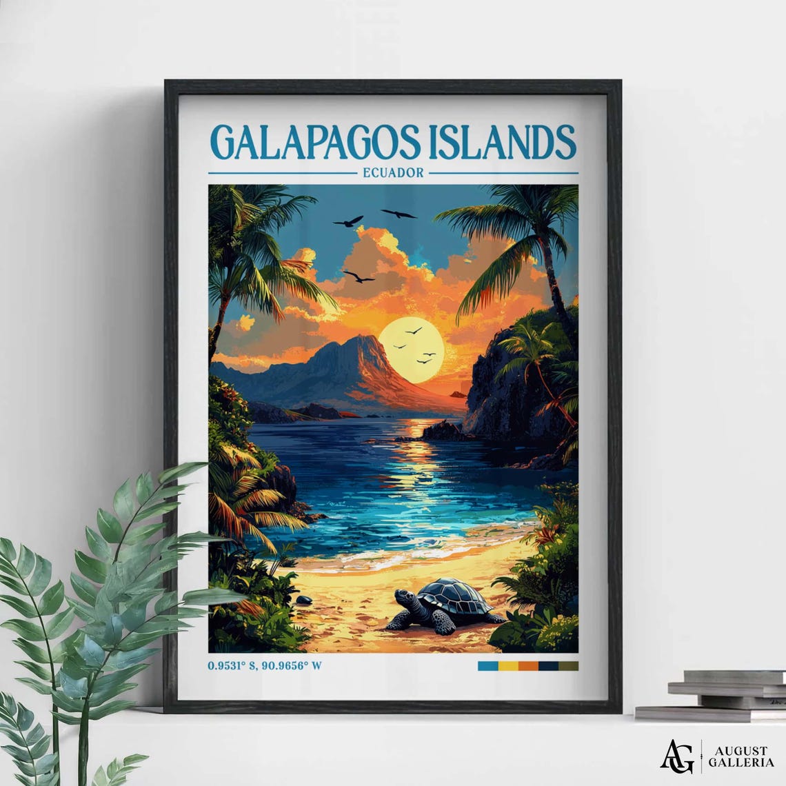 Galpagos Islands Retro Travel Print Wanderlust Posters Illustration Wall Art Framed Prints Canvas Poster