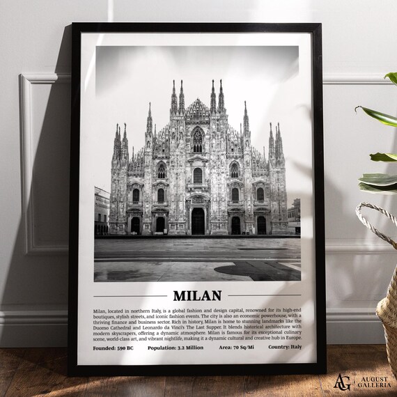 Milan Duomo Cathedral Front Facade Black And White Italy Poster