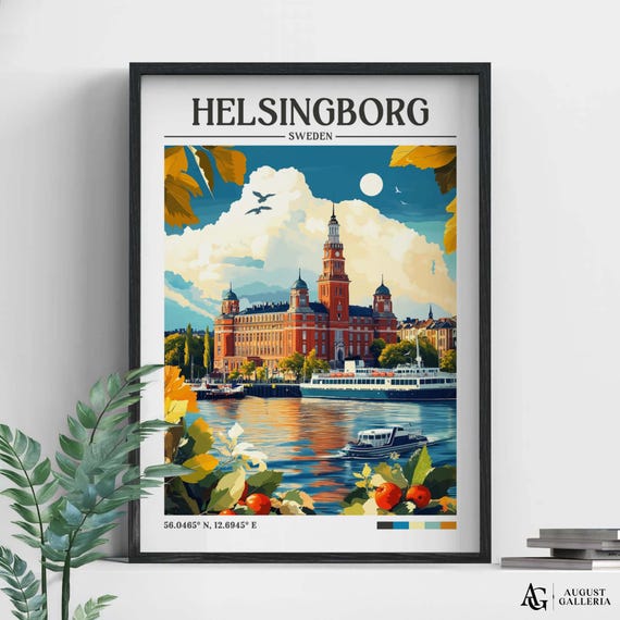 Helsingborg Sweden Retro Travel Poster