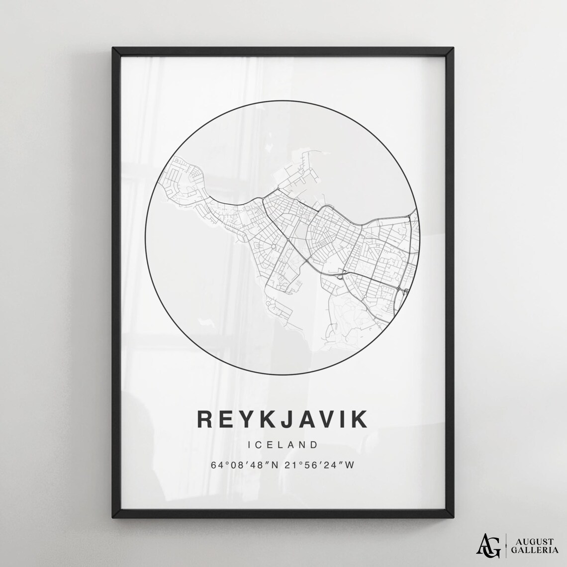 Reykjavik Minimalist Map Art Print, Modern City