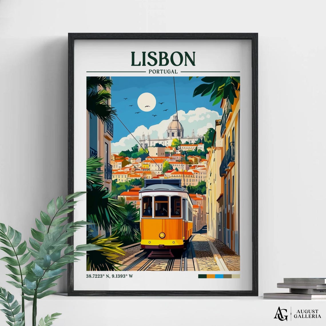 Lisbon Portugal Retro Travel Print Wanderlust Posters Wall Art Framed Prints Canvas Poster