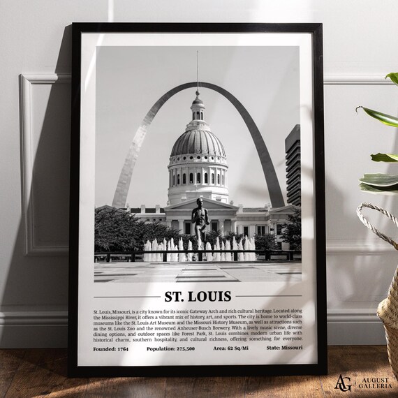 St Louis Gateway Arch Courthouse Black White City Photo Poster