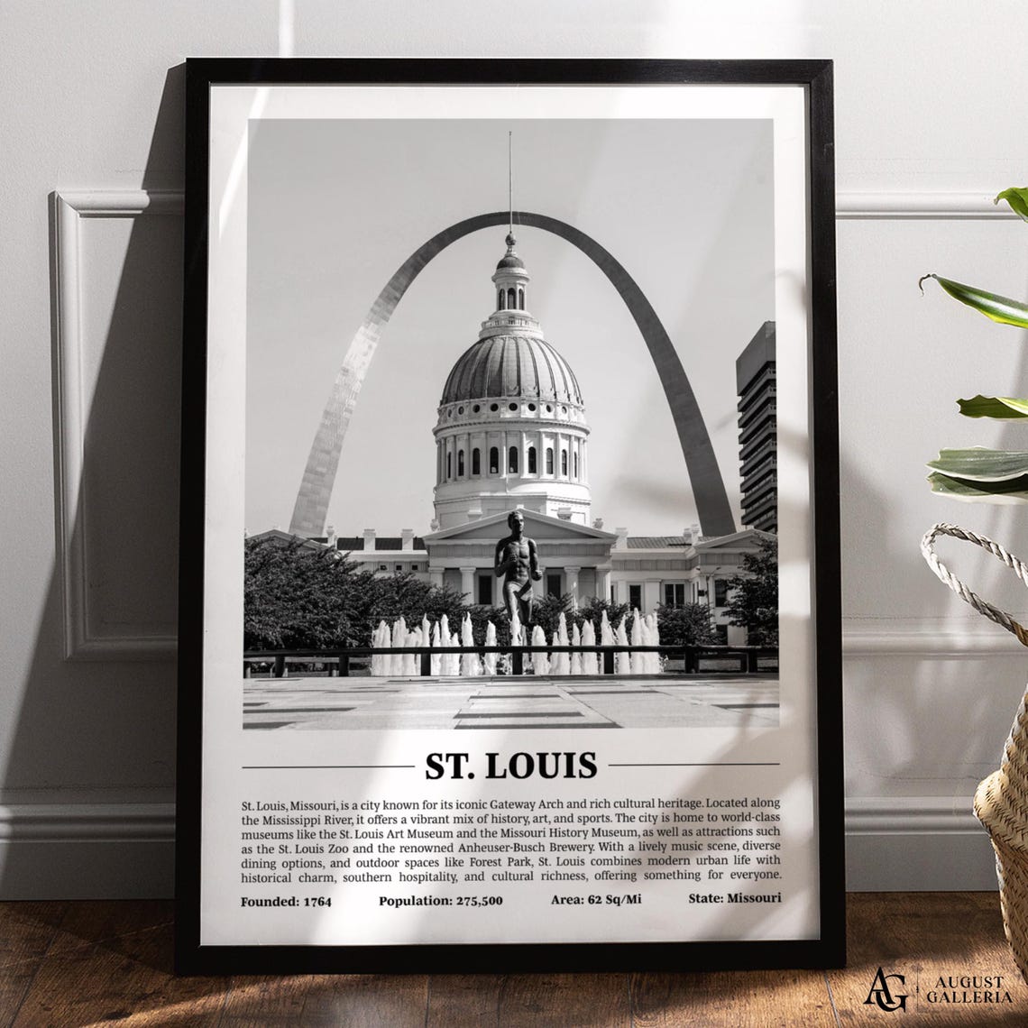 St Louis Gateway Arch Courthouse Black White City Photo Poster