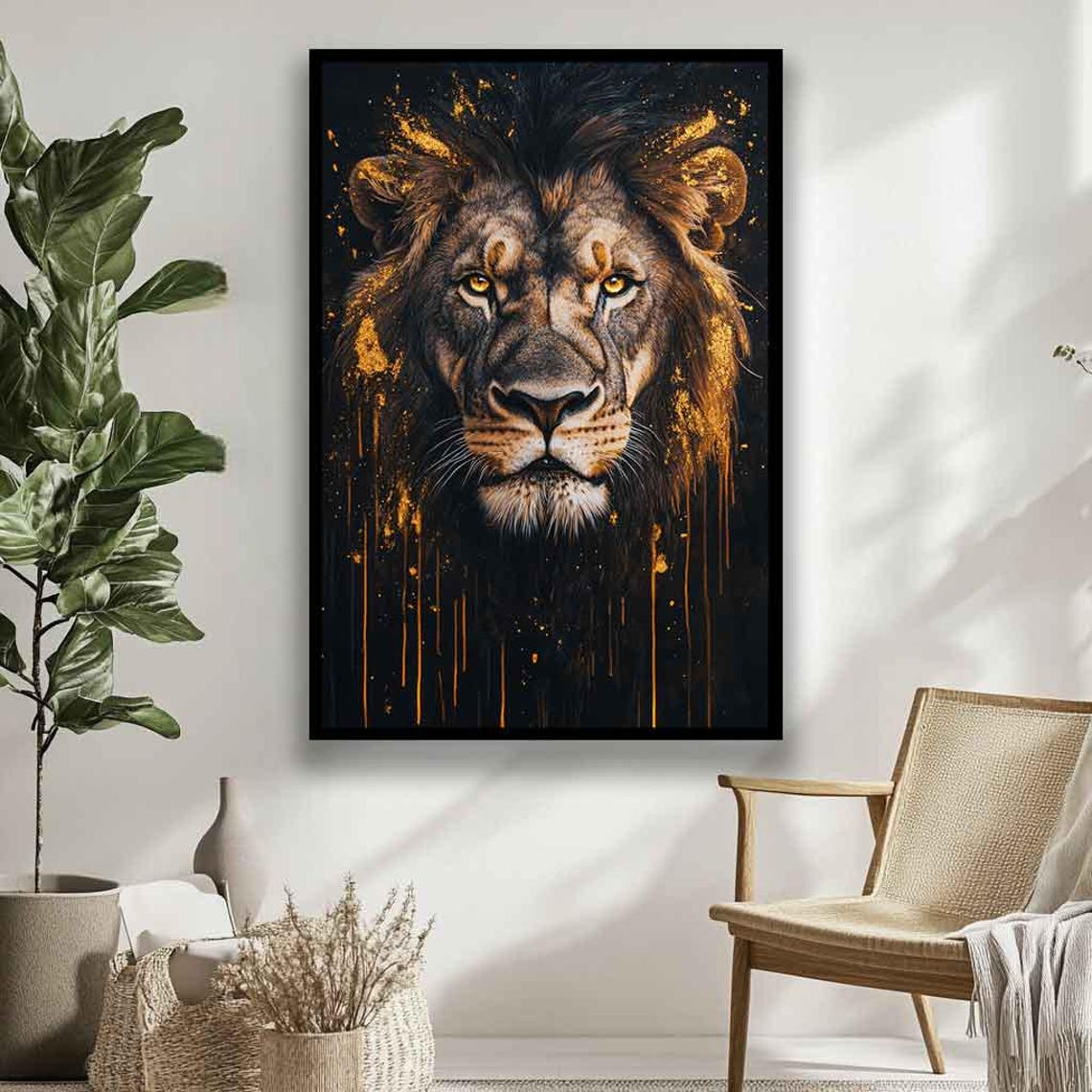 Lion Painting King Lion Portrait Modern Lion Painting Wildlife Art King Lion Print Minimalist Safari Wall Art - Image 2