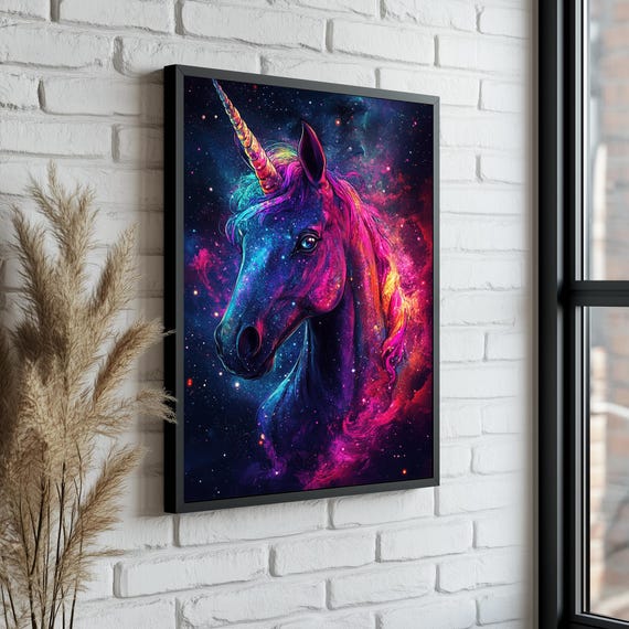 Unicorn Print Rainbow Unicorn Colorful Unicorn Portrait Modern Unicorn Painting Modern Wall Art Fantasy Decor Kids Decor