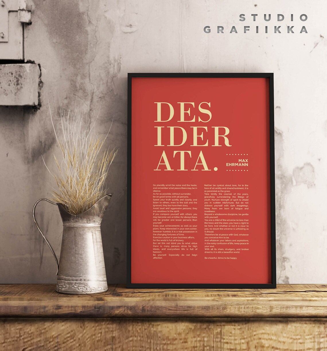 Desiderata Art Print Max Ehrmann Poem Typographic Poster 10 Unframed Poster Motivational Literature Red - Image 3
