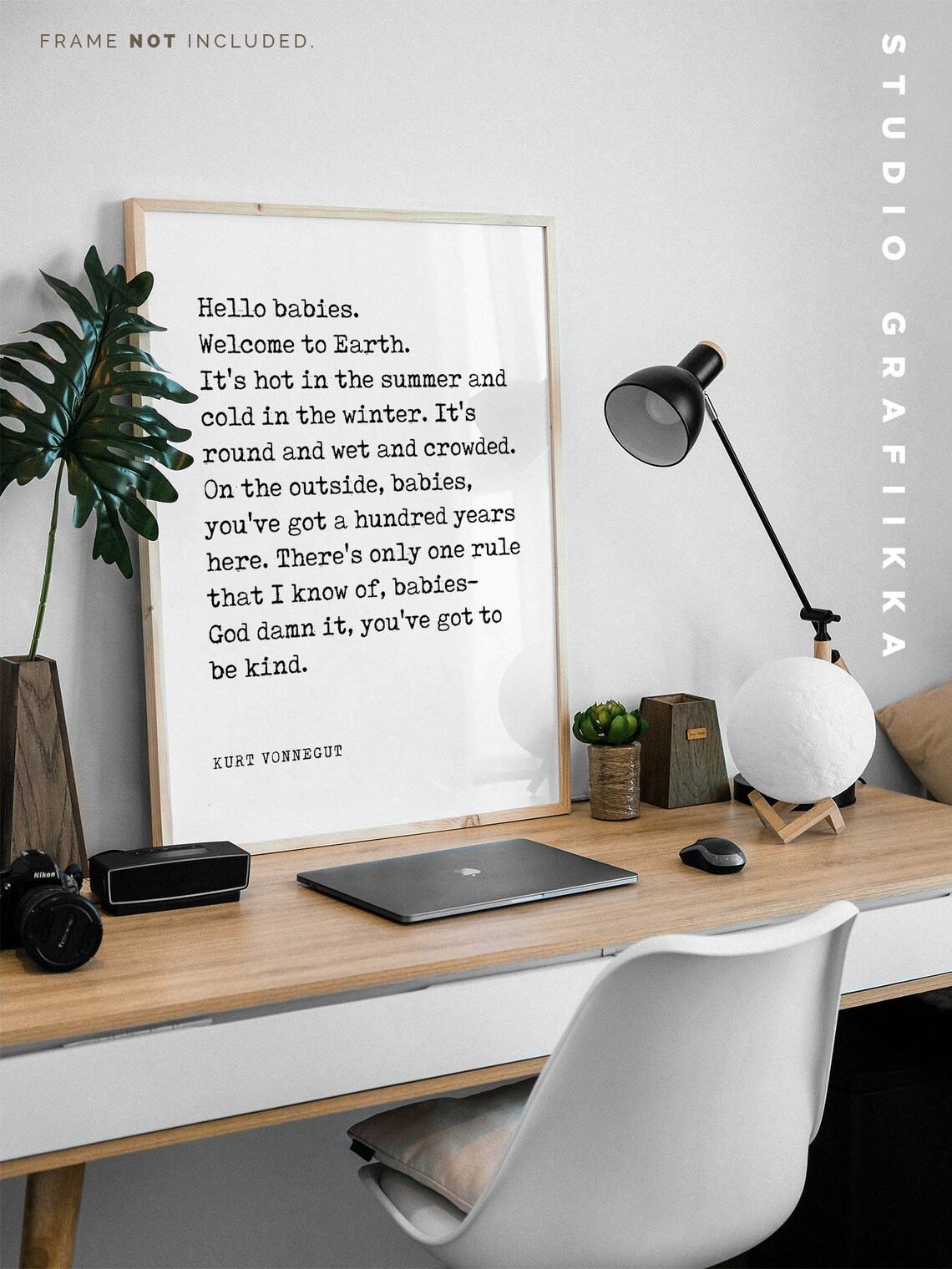 Kurt Vonnegut Hello Babies Welcome To Earth Kindness Quote Poster - Image 2