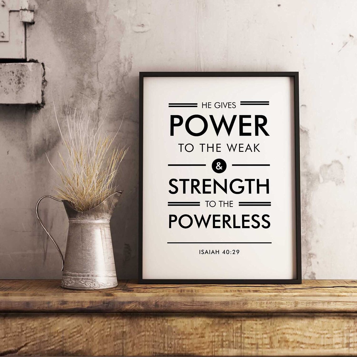 Isaiah 40:29 Bible Verse, Minimal Scripture Poster - Image 2