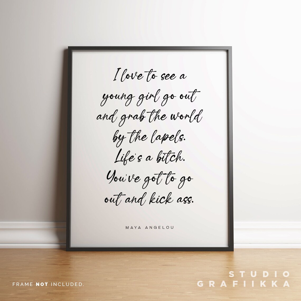 Maya Angelou Young Girl Grab the World Calligraphy Script Poster - Image 3