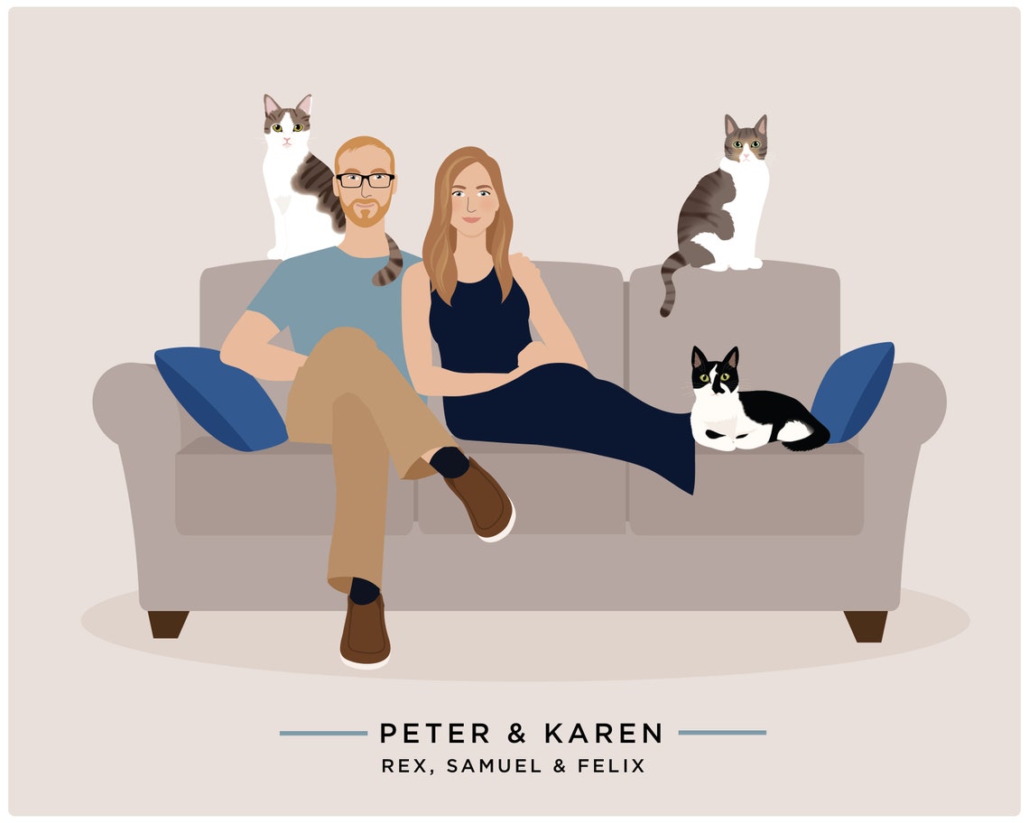 Custom Family Portrait, Add Pet - Image 4