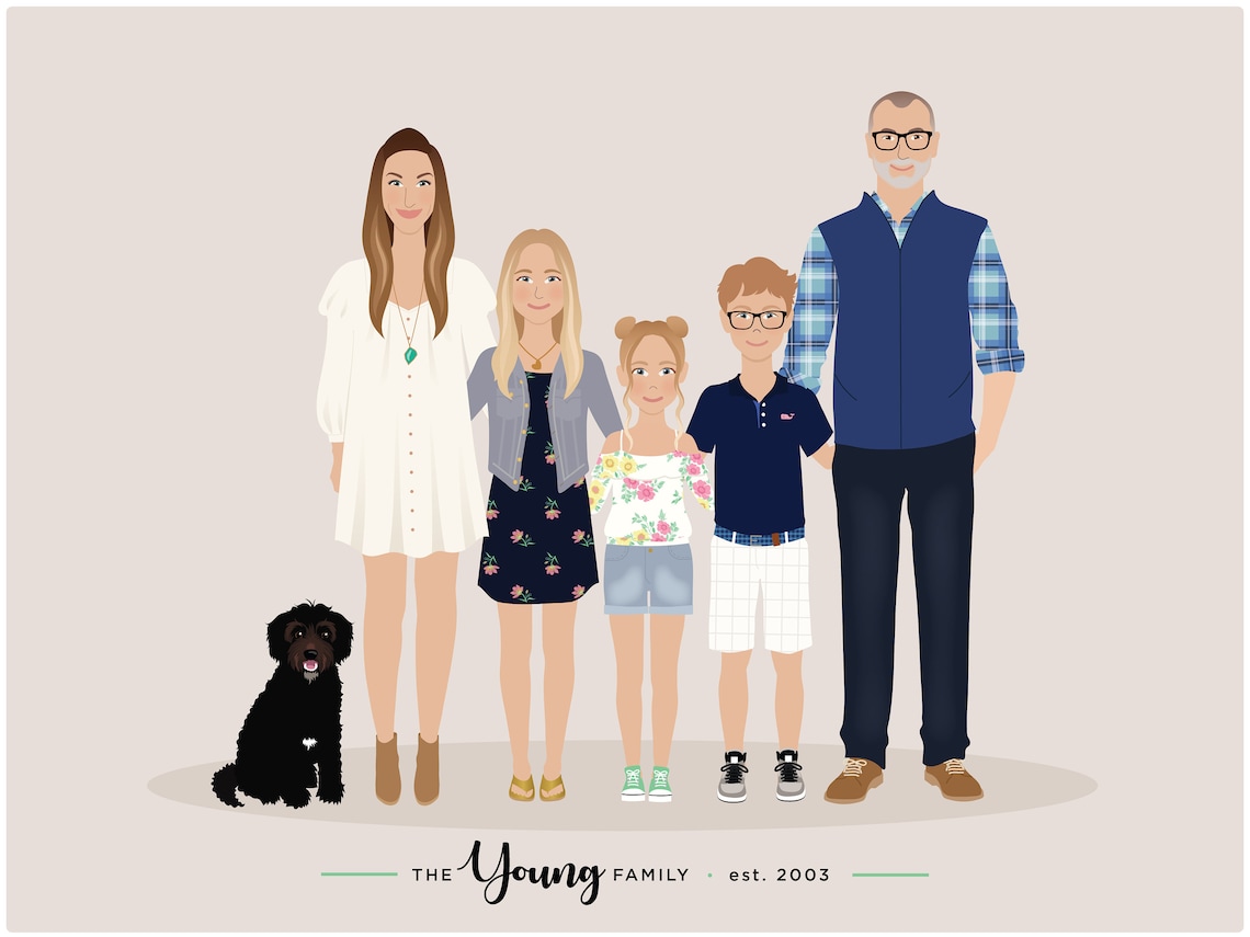 Family Portrait, Personalized Drawing Art Print - Image 4