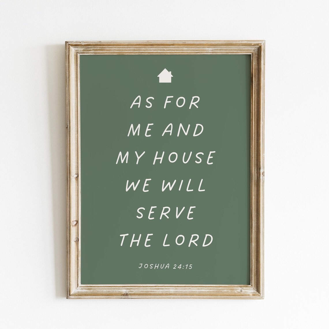 As For Me And My House Joshua 24 15 Sage Green Bible Verse Family Poster