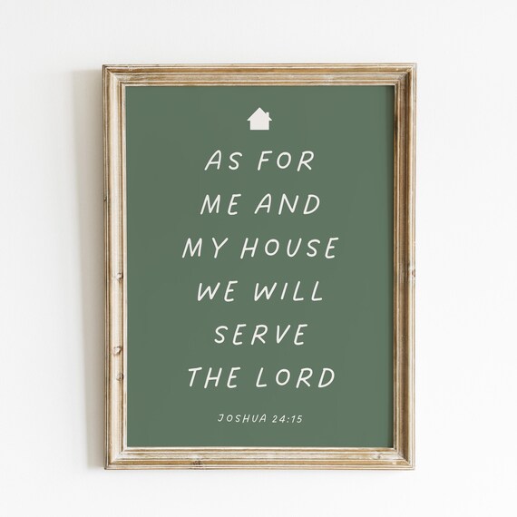 As For Me And My House Joshua 24 15 Sage Green Bible Verse Family Poster