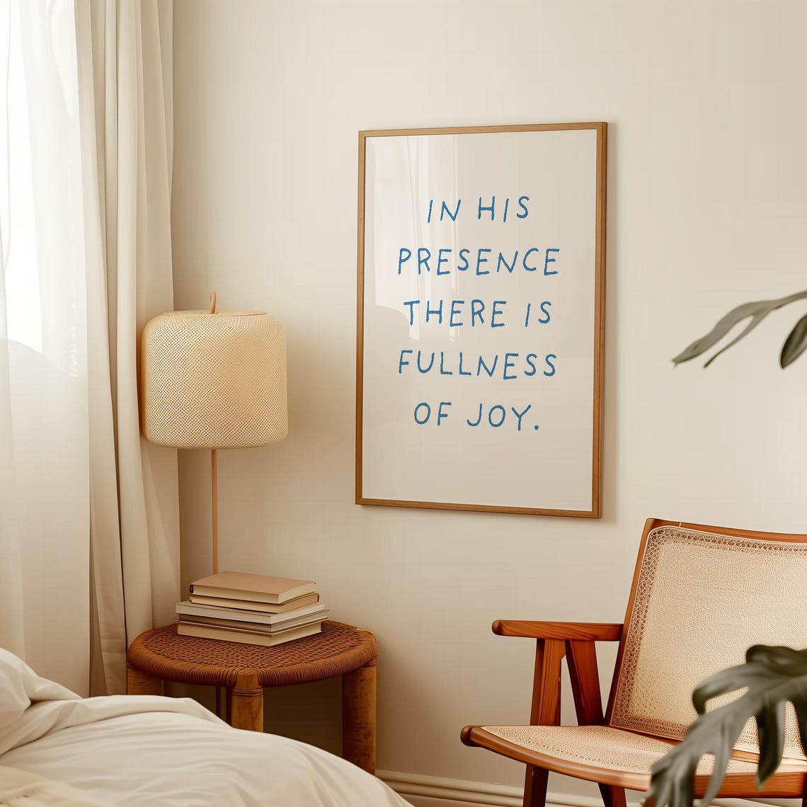 In His Presence There Is Fullness Of Joy Blue On White Poster - Image 2