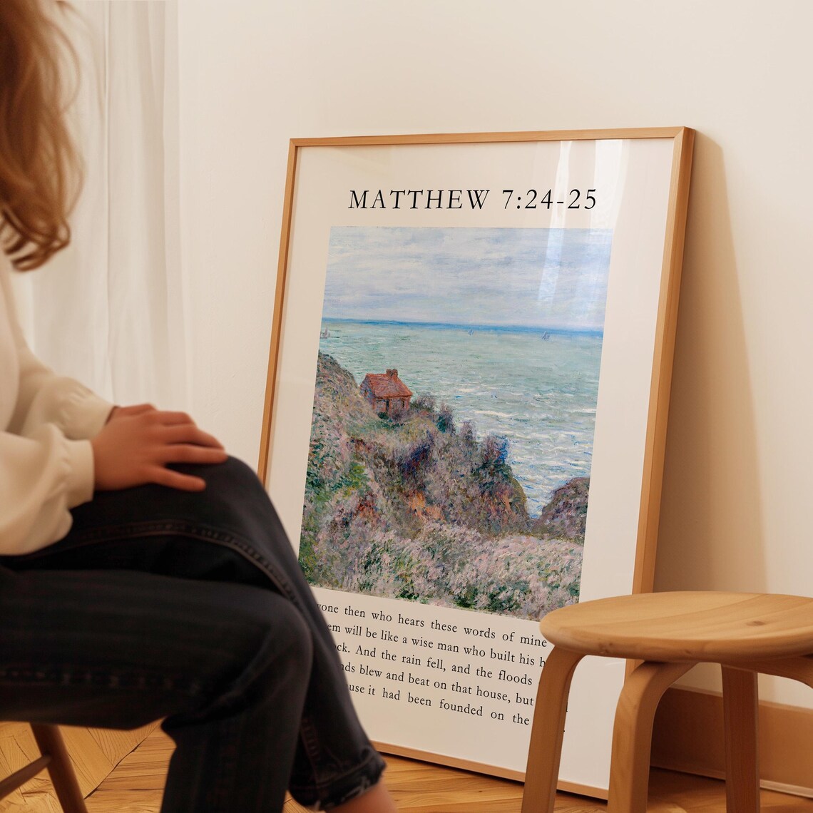 Build Your House On The Rock Matthew 7 24-25 Coastal Painting Verse Poster - Image 4