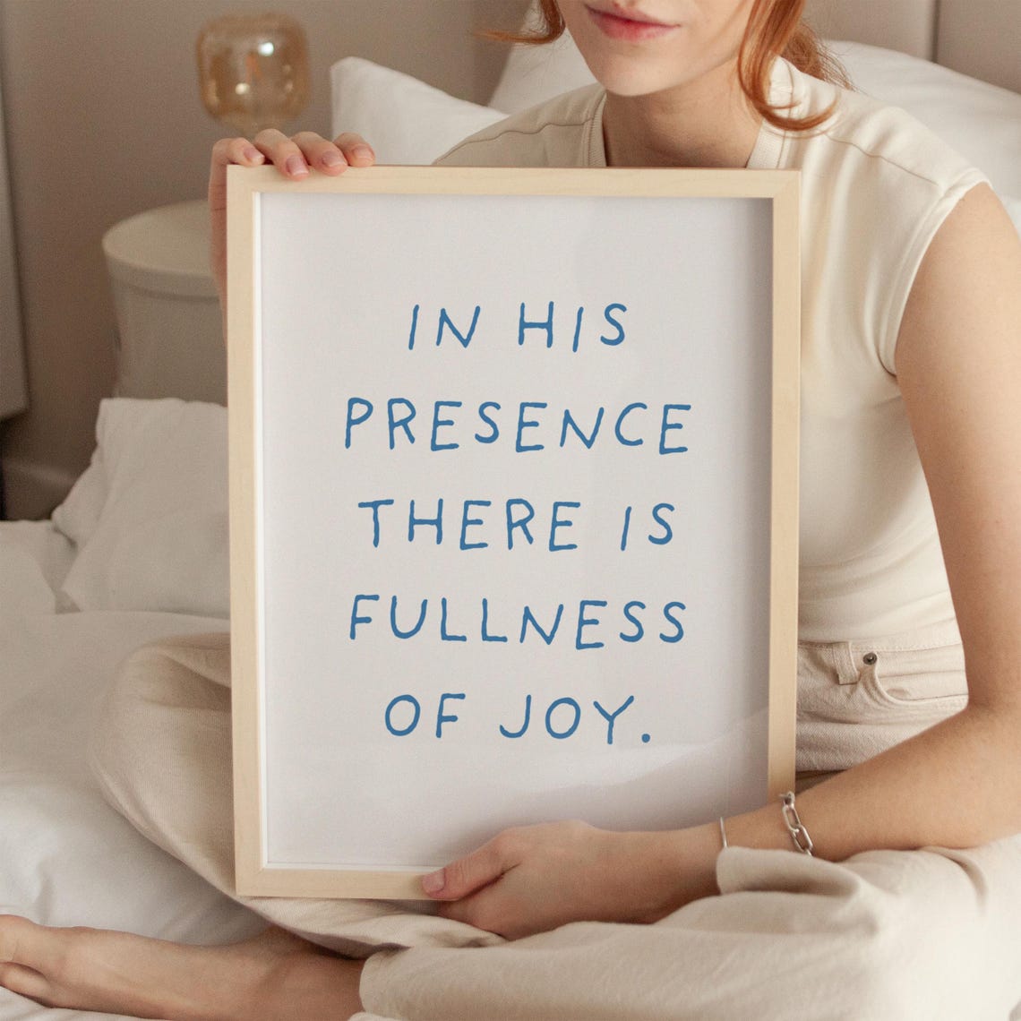 In His Presence There Is Fullness Of Joy Blue On White Poster - Image 4