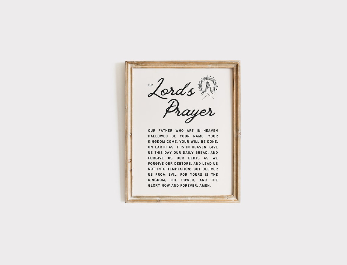 The Lords Prayer Full Text Praying Hands Script Vintage Poster - Image 4