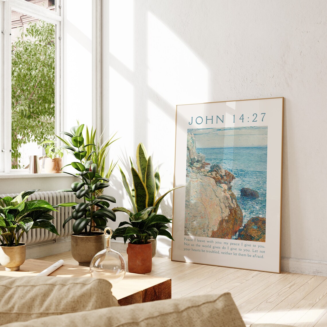 Christian Scripture Gallery Set of Six Vintage Coastal Bible Verse Wall Art - Image 3