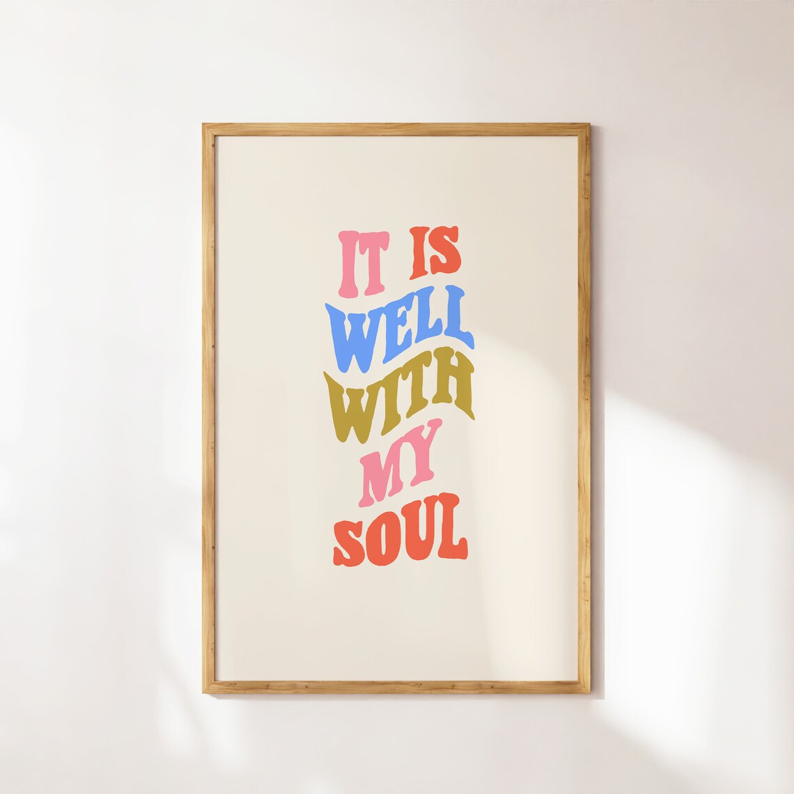 It Is Well With My Soul Retro Rainbow Lettering Christian Quote Print - Image 4