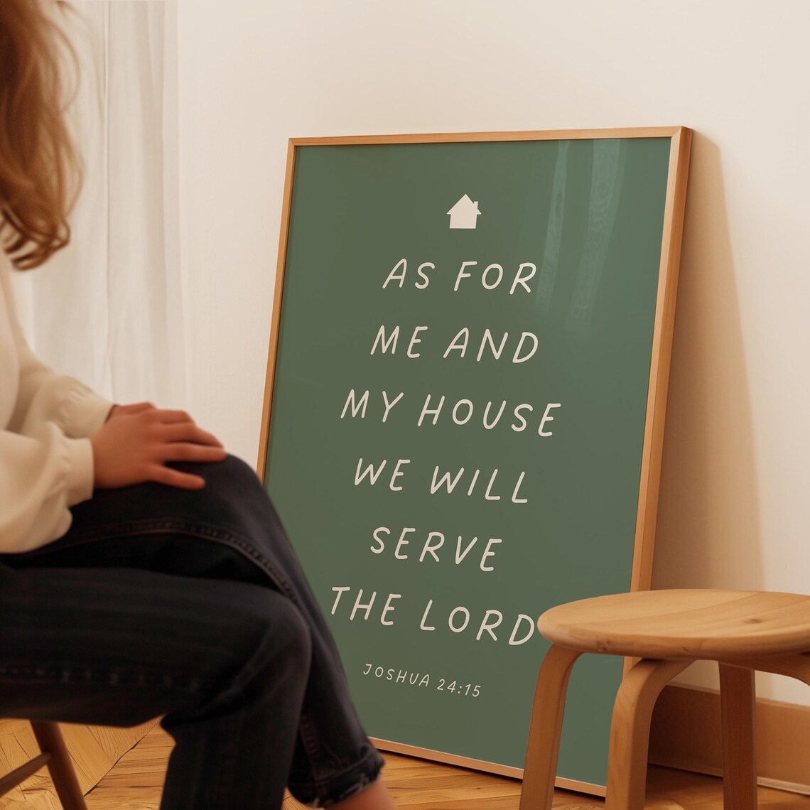 As For Me And My House Joshua 24 15 Sage Green Bible Verse Family Poster - Image 2
