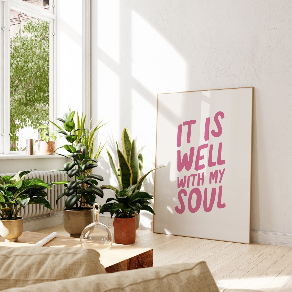 It Is Well With My Soul Pink Bold Hymn Lyric Typography Poster - Image 4