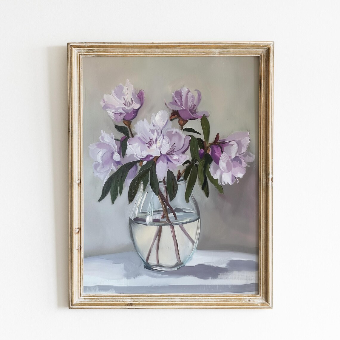 Purple Blossoms Glass Vase Oil Painting Floral Still Life Poster