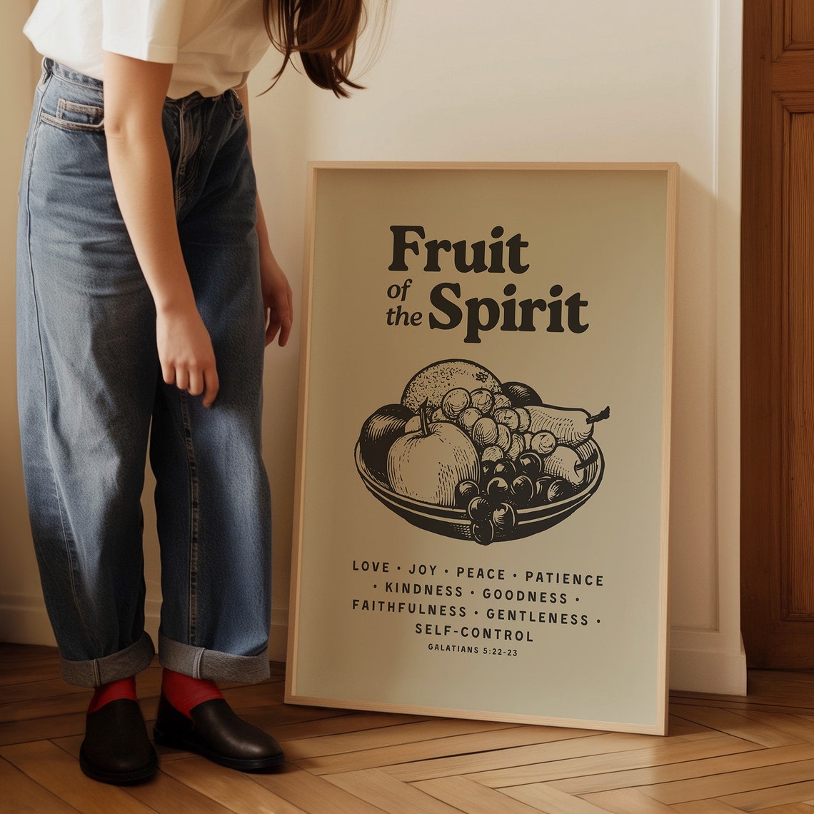 Fruit of the Spirit Galatians 5 Bold Vintage Kitchen Poster Art - Image 3