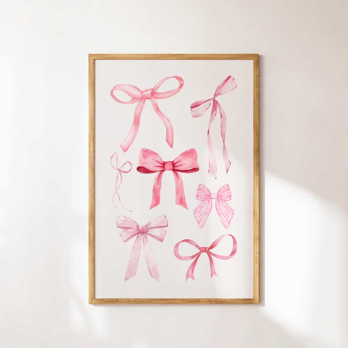 Pink Watercolor Ribbon Bows Coquette Aesthetic Trendy Wall Decor Poster - Image 2